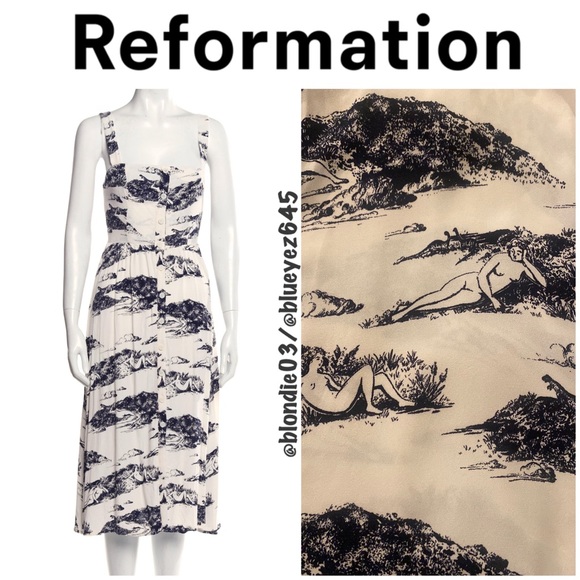 Reformation Dresses & Skirts - Reformation Button Front Midi Dress in the Covina naked lady print 2